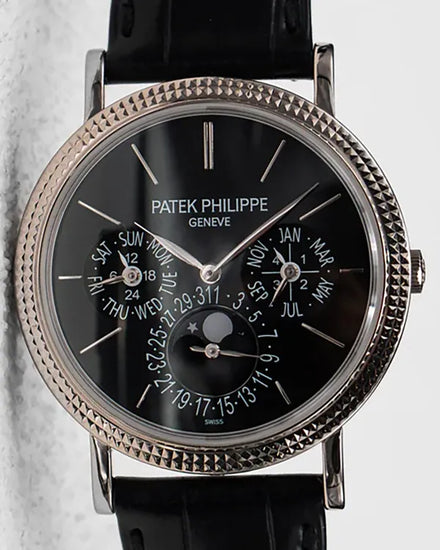 2015 Patek Philippe Perpetual Calendar Retrograde 38MM Black Dial Leather Strap (5139G-010)