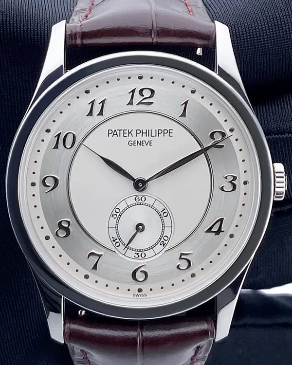2012 Patek Philippe Calatrava 37MM Silver Dial Leather Strap (5196P-001)