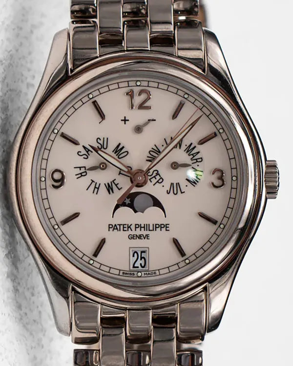 2018 Patek Philippe Annual Calendar "Moonphase" 39MM Cream Dial White Gold Bracelet (5146/1G-001)