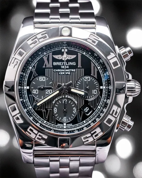 Breitling Chronomat 44MM Black Dial Steel Bracelet (AB011012/B956)