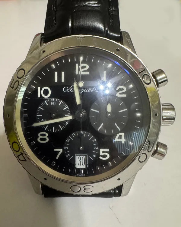 Breguet Type XXI Transatlantique 39.5MM Black Dial Aftermarket Leather Strap (3820ST/H2/9W6/54153)
