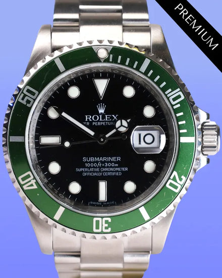 2008 (M Serial) Rolex Submariner Date "Kermit" 40MM Black Dial Oyster Bracelet (16610T)