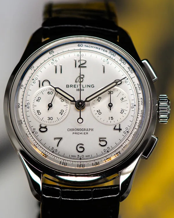 Breitling Premier B09 Chronograph 40MM Silver Dial Leather Strap (AB0930371G1P1)