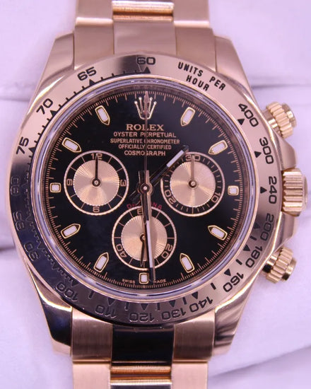 2010 Rolex Cosmograph Daytona 40MM Black Dial Rose Gold Oyster Bracelet (116505)