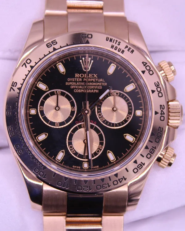 2010 Rolex Cosmograph Daytona 40MM Black Dial Rose Gold Oyster Bracelet (116505)