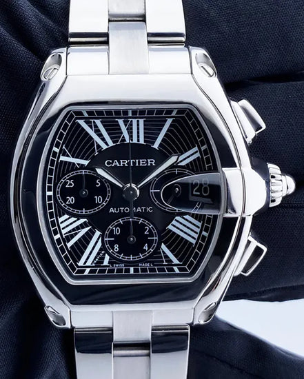 Cartier Roadster 42MM Black Dial Steel Bracelet (W62020X6)