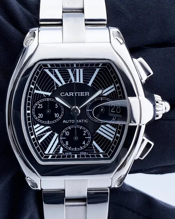 Cartier Roadster 42MM Black Dial Steel Bracelet (W62020X6)
