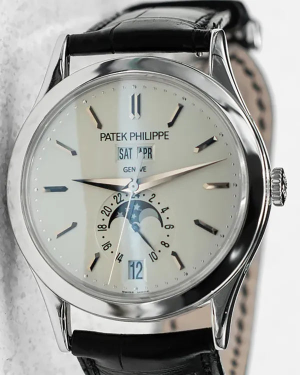 Patek Philippe Annual Calendar 38MM Silver Dial Leather Strap (5396G-011)
