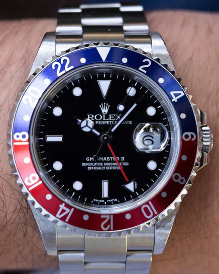 2002 Rolex GMT-Master II "Pepsi" 40MM Black Dial Oyster Bracelet (16710)