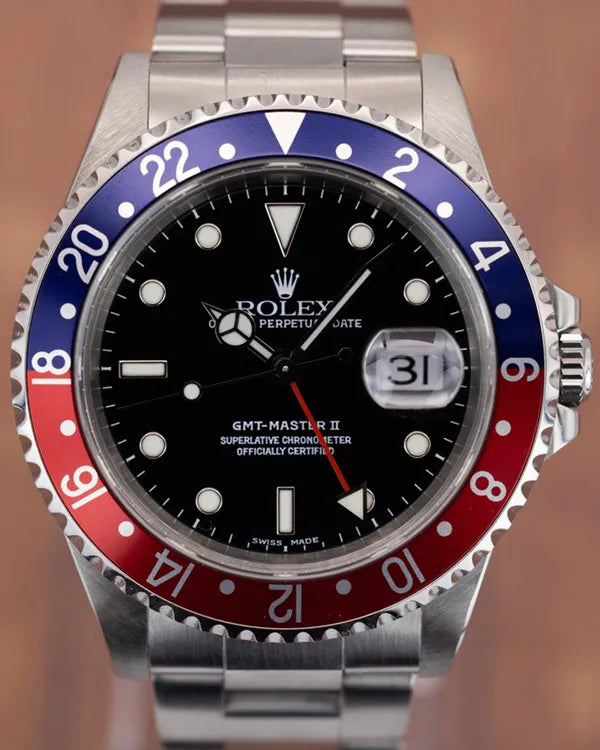 1999 (A Serial) Rolex GMT-Master II "Pepsi" 40MM Black Dial Oyster Bracelet (16710)