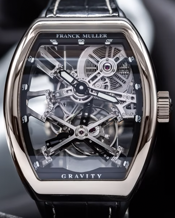 Franck Muller Vanguard Gravity White Gold 44MM Skeleton Dial Leather Strap (V45TGR CS SQT)