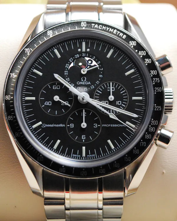 2017 Omega Speedmaster Professional Moonwatch "Moonphase" 42MM Black Dial Steel Bracelet (3576.50.00)