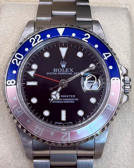 1996 (T Serial) Rolex GMT-Master II "Faded Pepsi" 40MM Black Dial Oyster Bracelet (16710)