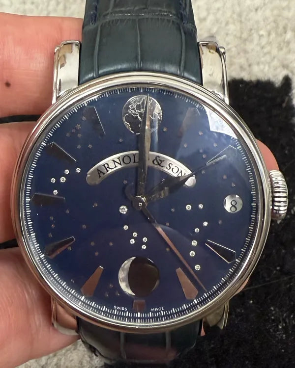 2017 Arnold & Son Luna Magna True Moon 46MM Blue Dial Leather Strap (1TMAS.U03A.C01B)