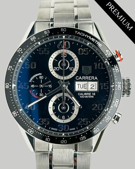 Tag Heuer Carrera Calibre 16 43MM Black Dial Steel Bracelet (CV2A10.BA0796)