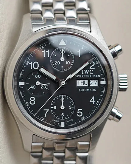 2003 IWC Schaffhausen Pilot Chronograph "Flieger" 39MM Black Dial Steel Bracelet (IW370603)