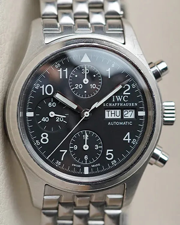 IWC Schaffhausen Pilot Chronograph "Flieger" 39MM Black Dial Steel Bracelet (IW370604)