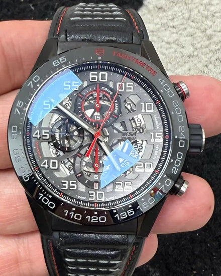 2022 Tag Heuer Carrera Calibre HEUER 01 45MM Skeleton Dial Leather Strap (CAR2A1H.FT6101)