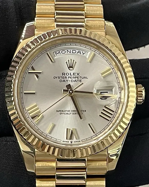 2019 Rolex Day-Date 40MM Silver Dial Yellow Gold President Bracelet (228238)