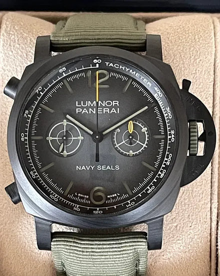 2023 Panerai Luminor Chrono Carbotech Navy SEALs L.E. 44MM Black "Dégradé" Dial Textile Strap (PAM01419)