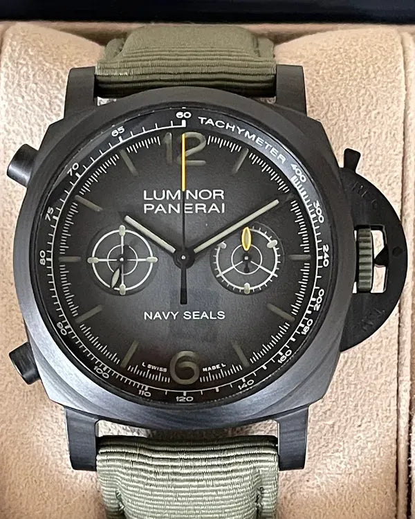 2023 Panerai Luminor Chrono Carbotech Navy SEALs L.E. 44MM Black "Dégradé" Dial Textile Strap (PAM01419)