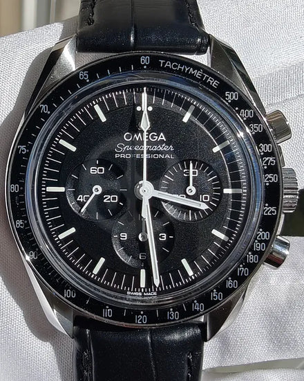 2024 Omega Speedmaster Professional Moonwatch 42MM Black Dial OEM Leather Strap (310.30.42.50.01.002)