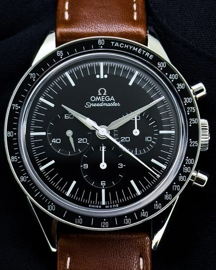 2021 Omega Speedmaster Professional Moonwatch "First Omega in Space" 39.7MM Black Dial Leather Strap (311.32.40.30.01.001)