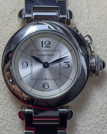Cartier Pasha De Cartier 27MM Quartz Silver Dial Steel Bracelet (W3140007)
