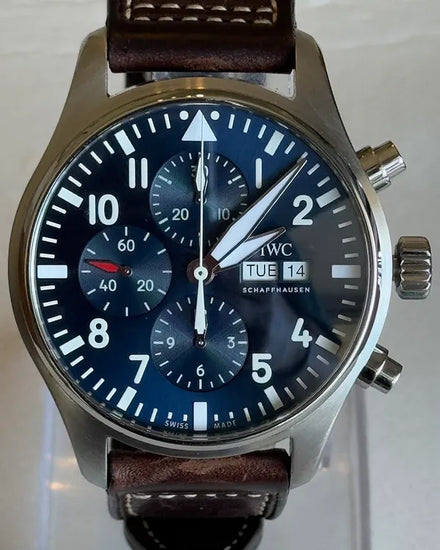 2018 IWC Schaffhausen Pilot Chronograph "Le Petit Prince" 43MM Blue Dial Leather Strap (IW377714)
