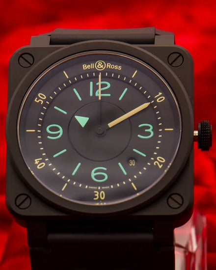 2019 Bell & Ross BR 03 BI-Compass L.E. 42MM Black Dial Rubber Strap (BR0392-IDC-CE/SRB)