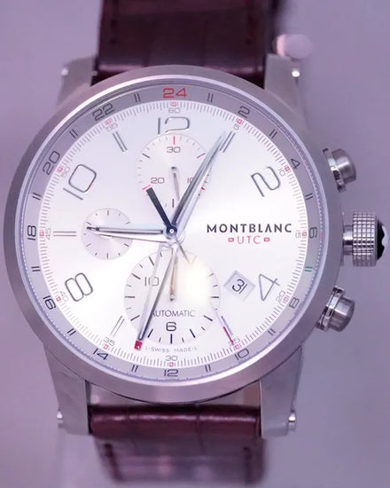 Montblanc Timewalker Chronograph 43MM Silver Dial Leather Strap (107065)