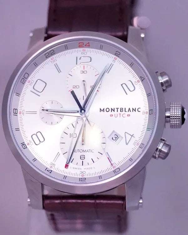 Montblanc Timewalker Chronograph 43MM Silver Dial Leather Strap (107065)