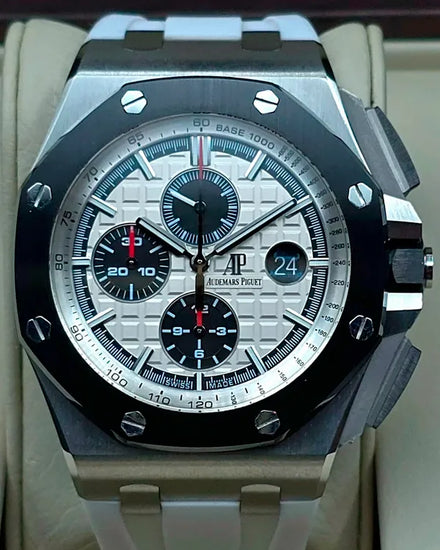 2016 Audemars Piguet Royal Oak Offshore Chronograph "Panda" 44MM White Dial Aftermarket Rubber Strap (26400SO.OO.A002CA.01)