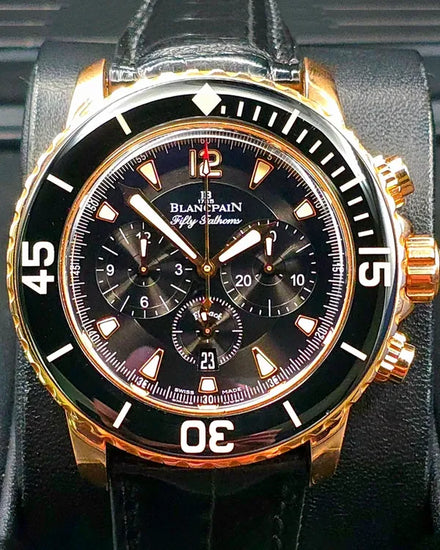 2012 Blancpain Fifty Fathoms 45MM Black Dial Leather Strap (5085F 3630 52A)