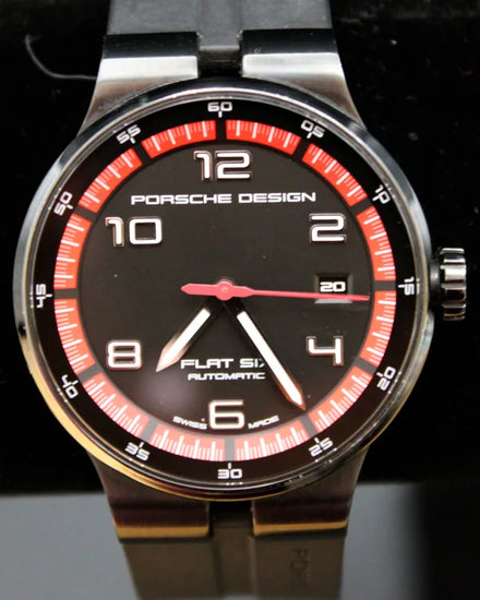 No Reserve - Porsche Design Flat Six 40MM Black Dial Rubber Strap (P.635143)
