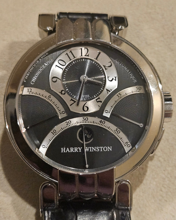 Harry Winston Premier 39MM Grey Dial Leather Strap (200-MCRA39W)