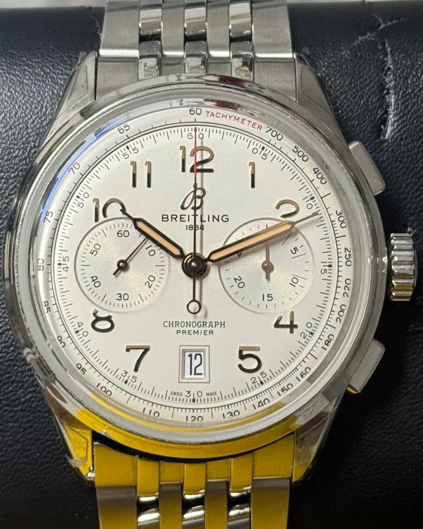 2023 Breitling Premier B01 Chronograph 42MM Cream Dial Steel Bracelet (AB0145211G1A1)
