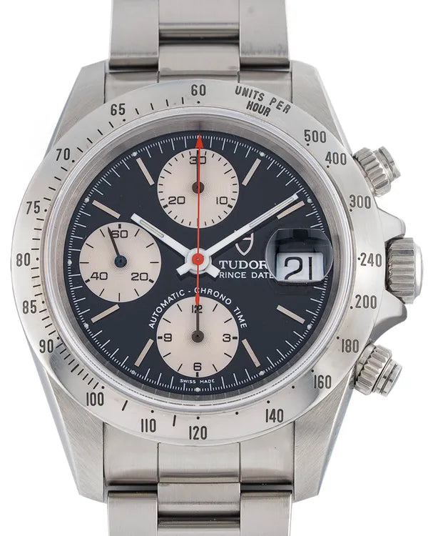 2002 Tudor Prince Date 40MM Black Dial Steel Bracelet (79260)