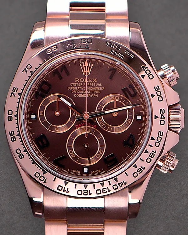 Rolex Cosmograph Daytona 40MM Brown "Chocolate" Dial Rose Gold Oyster Bracelet (116505)