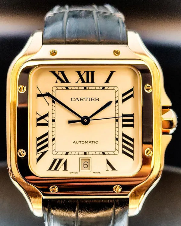 2018 Cartier Santos de Cartier 39.8MM Silver Dial Leather Strap (WGSA0011)