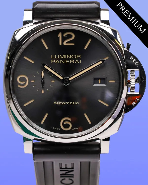 SR Panerai Luminor Due 45MM Black Dial Rubber Strap (PAM00943)