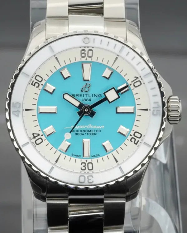 2024 Breitling Superocean 36MM "Tiffany" Blue Dial Steel Bracelet (A17377211C1A1)