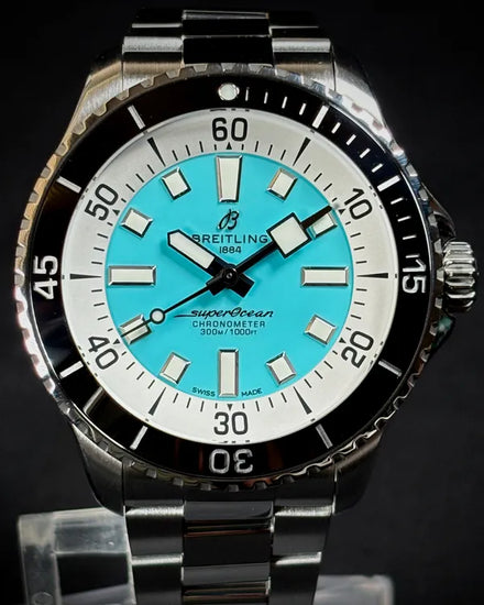 Breitling Superocean 44MM Turquoise Dial Steel Bracelet (A17376211L2A1)