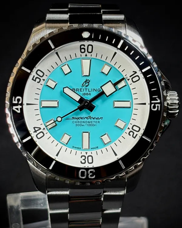 Breitling Superocean 44MM Turquoise Dial Steel Bracelet (A17376211L2A1)