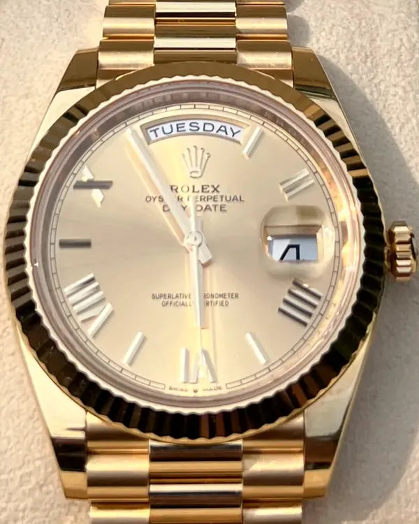 2023 Rolex Day-Date 40MM Champagne Dial Yellow Gold President Bracelet (228238)