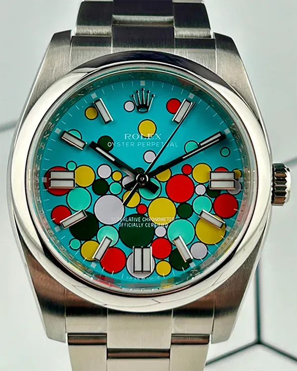 Rolex Oyster Perpetual 36MM Aftermarket Blue "Celebration" Dial Oyster Bracelet (116000)