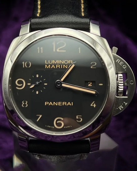 2016 Panerai Luminor Marina 1950 3 Days 44MM Black Dial Leather Strap (PAM00359)