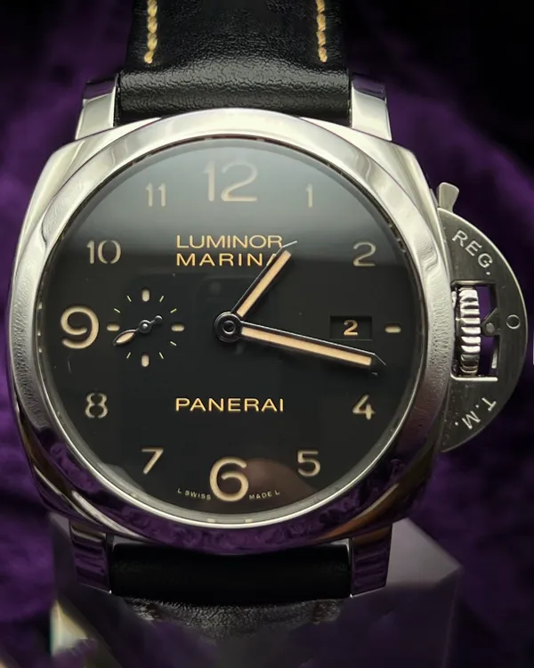 2016 Panerai Luminor Marina 1950 3 Days 44MM Black Dial Leather Strap (PAM00359)