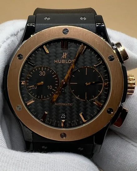 Hublot Classic Fusion Chronograph 45MM Carbon Fiber Dial Rubber Strap (521.CO.1781.RX)