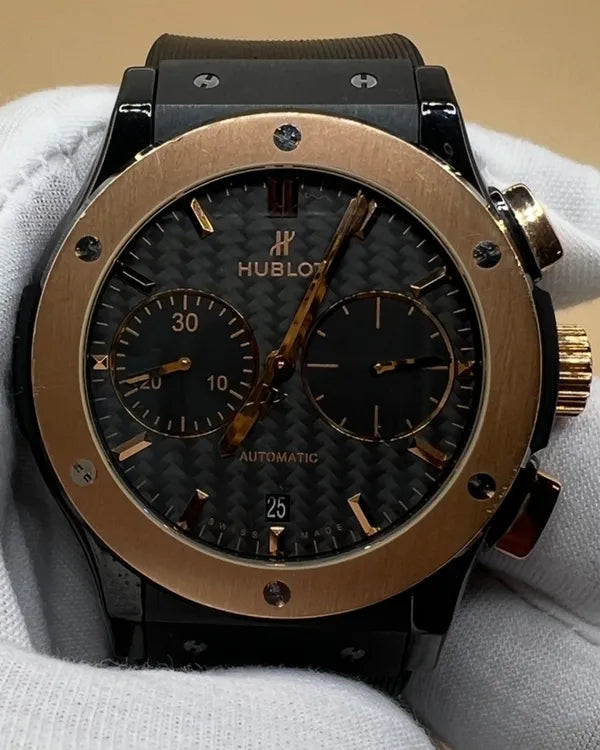 Hublot Classic Fusion Chronograph 45MM Carbon Fiber Dial Rubber Strap (521.CO.1781.RX)